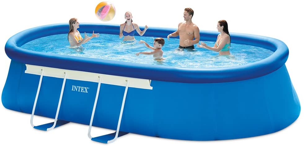 Característica clave del juego de piscina de marco ovalado Intex de 18 pies x 10 pies x 42 pulgadas-mejor piscina para casa