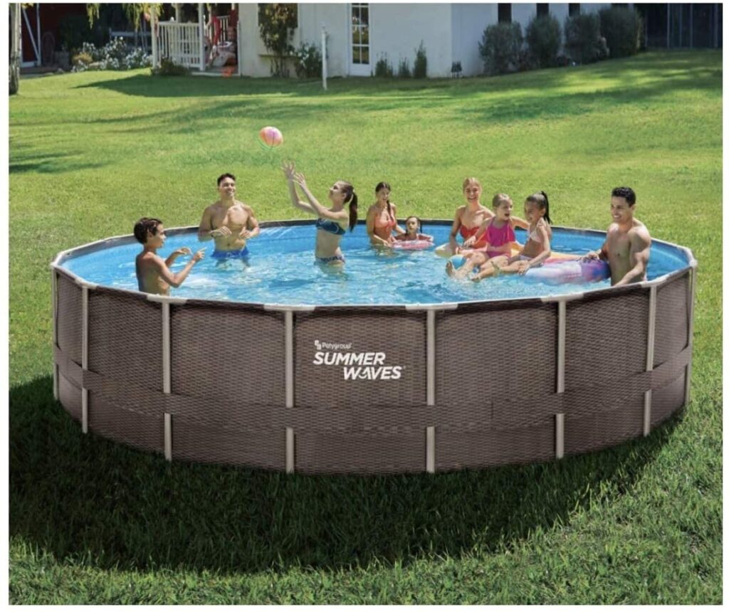 Conjunto de piscina con estructura sobre el suelo marca Summer Waves-summer waves pool